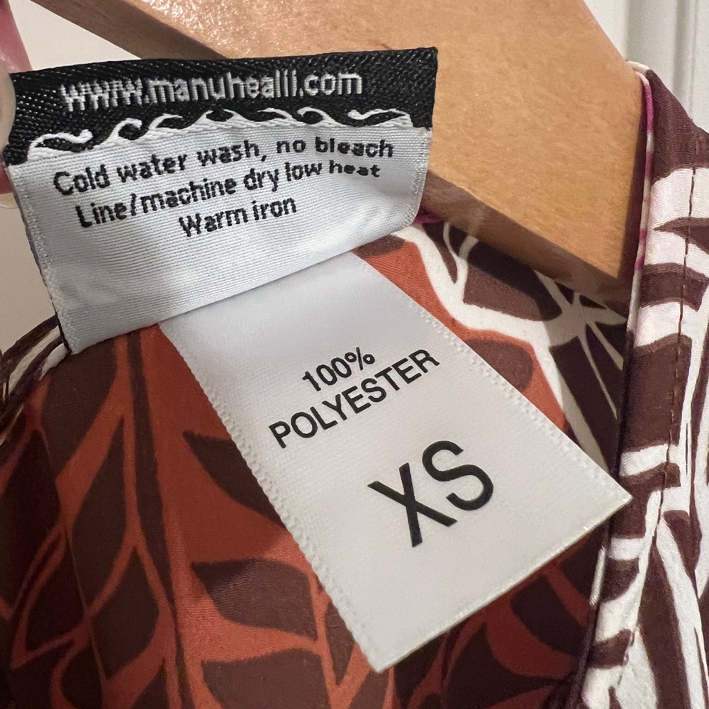 Manuhealii Girls Dress XS Brown Pink Hawaiian Floral Luau‎ - Picture 5 of 6